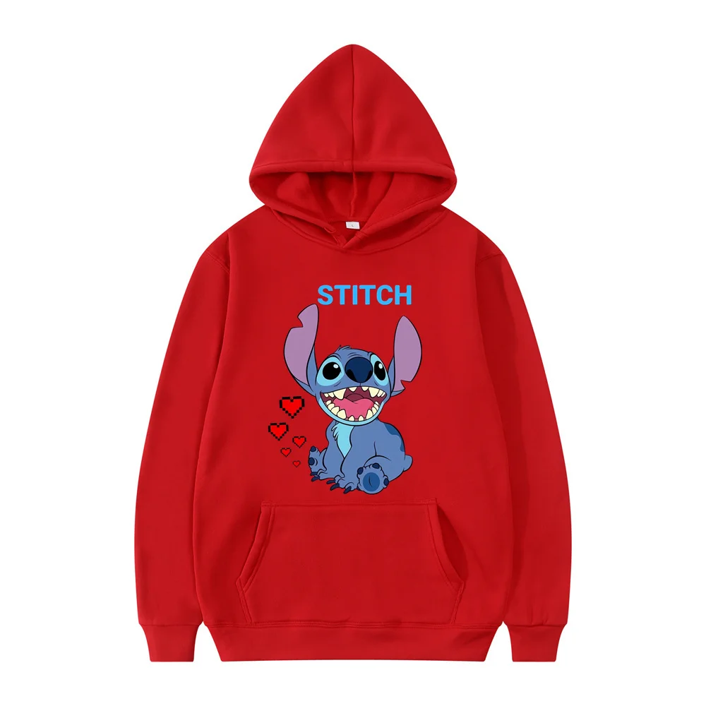 New Disney Stitch Print Hoodies Women Vintage Autumn Loose Hooded Shirt Grunge Street Sweatshirt Y2k Clothes Oversize Pullovers