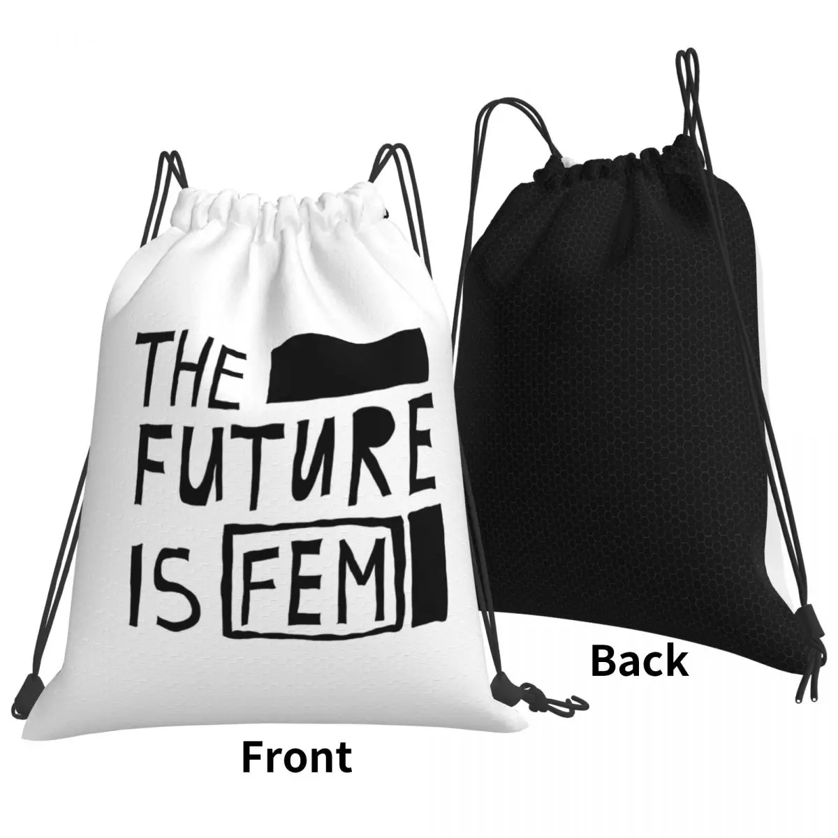 The Future Is Female Feminist Quote Backpacks Portable Drawstring Bags Storage Bag Book Bags for Man Woman Students