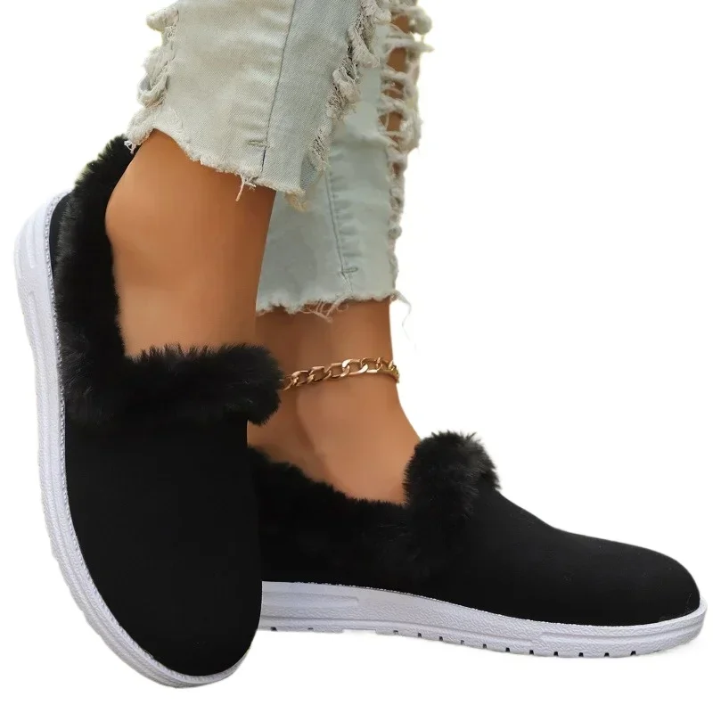 Female Shoes on Sale New One Kick Women Flats Winter Round Toe Warm Solid Solft Sole Casual Comfortable Large Size Flat Shoes image 6