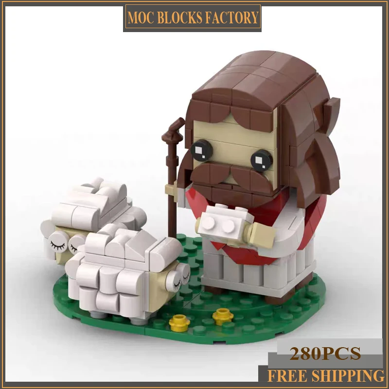

Christianity God Shepherd Jesus Brick MOC Building Block Crucifixion of Jesus Rode the Donkey into Jerusalem Brickheadz Toy Gift