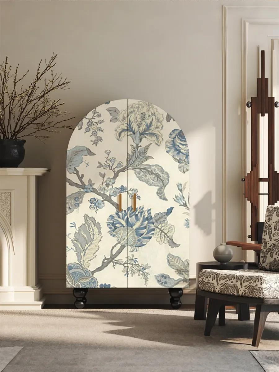 Cream wind log wardrobe household bedroom new installation-free wall integrated light luxury clothes hanging storage cabinet