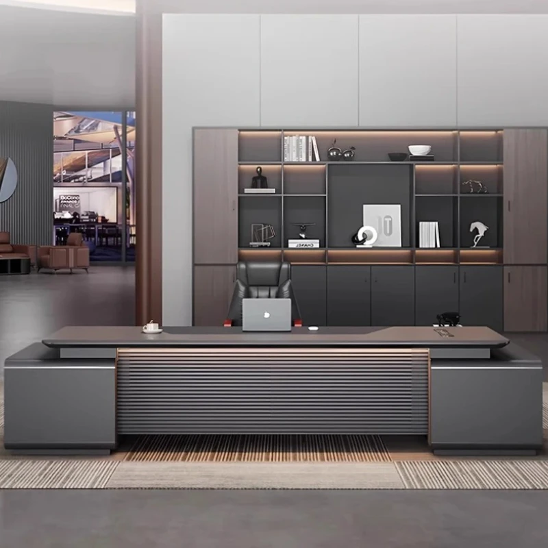 L Shaped Luxury Office Desk Designer Working Asthetic Modern Gaming Desk Adjustable Height Electric Escritorio Office Furniture