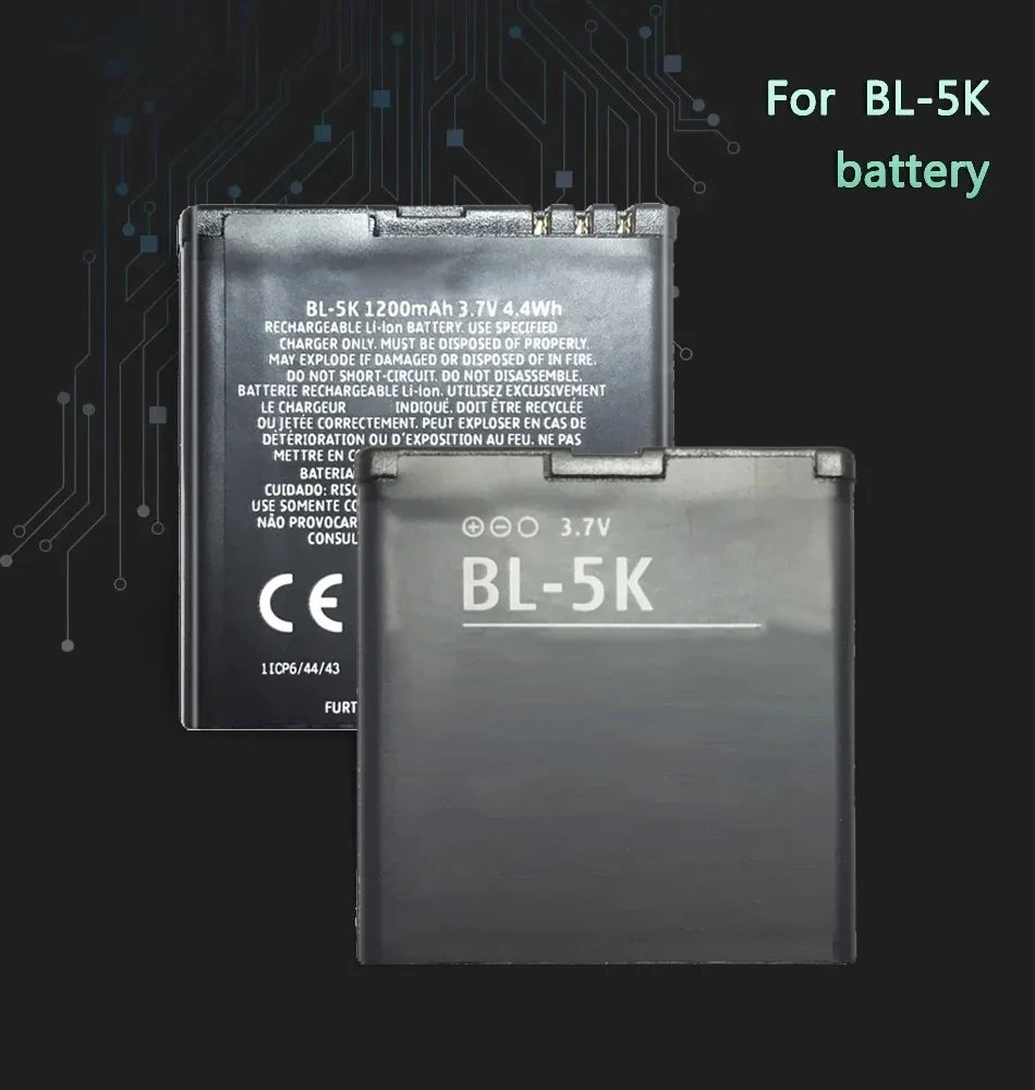 Classifique uma bateria do polímero do lítio BL-5K para Nokia, N85, N86, N87, 8MP, 701, X7, X7, 00, C7, C7, 00, BL 5K, 1300mAh