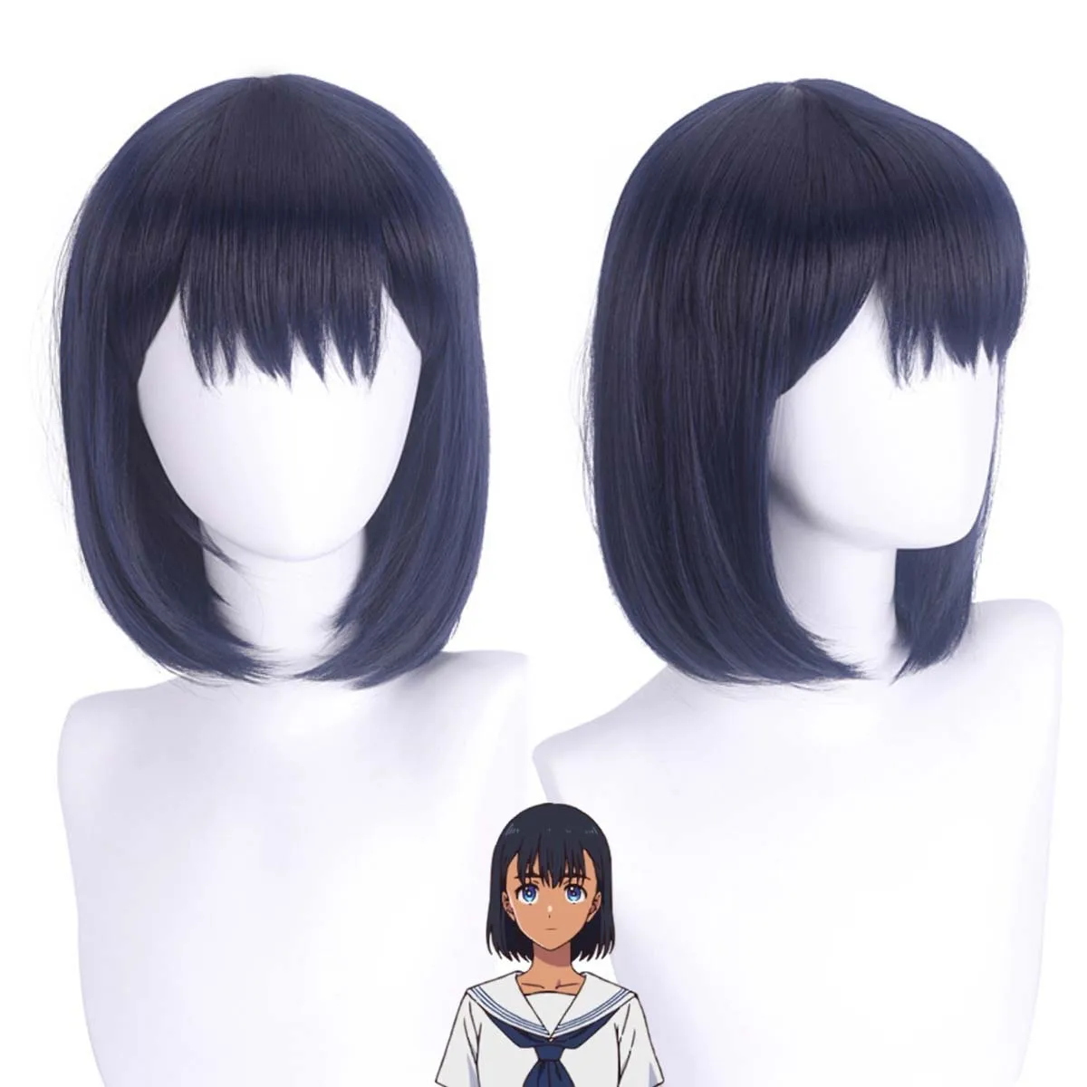 

Аниме-парик для косплея Kofune Mio из Summer Time Rendering, темно-синий, синтетический