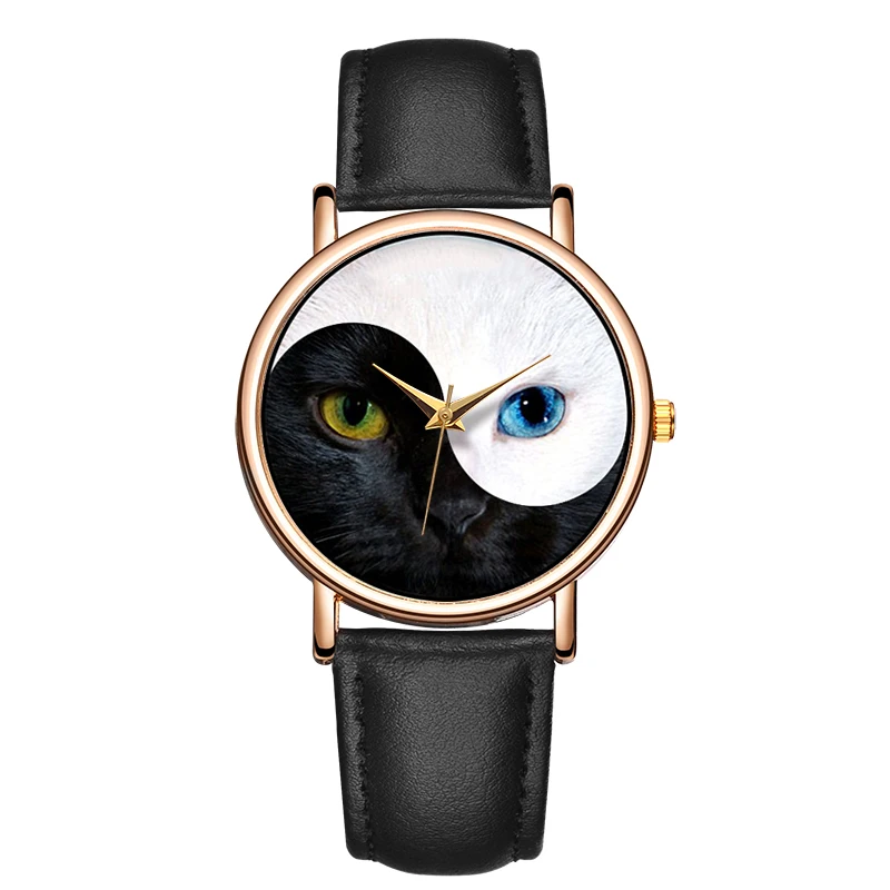 

Women Watches Leather Band Cat Eyes Vintage Simple Ladies Quartz Wrist Watch Top Brand Luxury Fashion Clock Saat Montre Femme