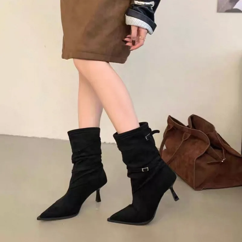 

2025 New Ladies Shoes Slip-on Women's Boots Fashion Modern Boots Women Sexy Pointed Toe Best Seller Knee-High Boots