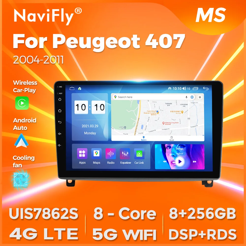 

Android 4G LTE Car Radio Multimedia Video Player For Peugeot 407 1 2004-2011 GPS Navigation Autoradio BT Carplay 2Din Head Unit