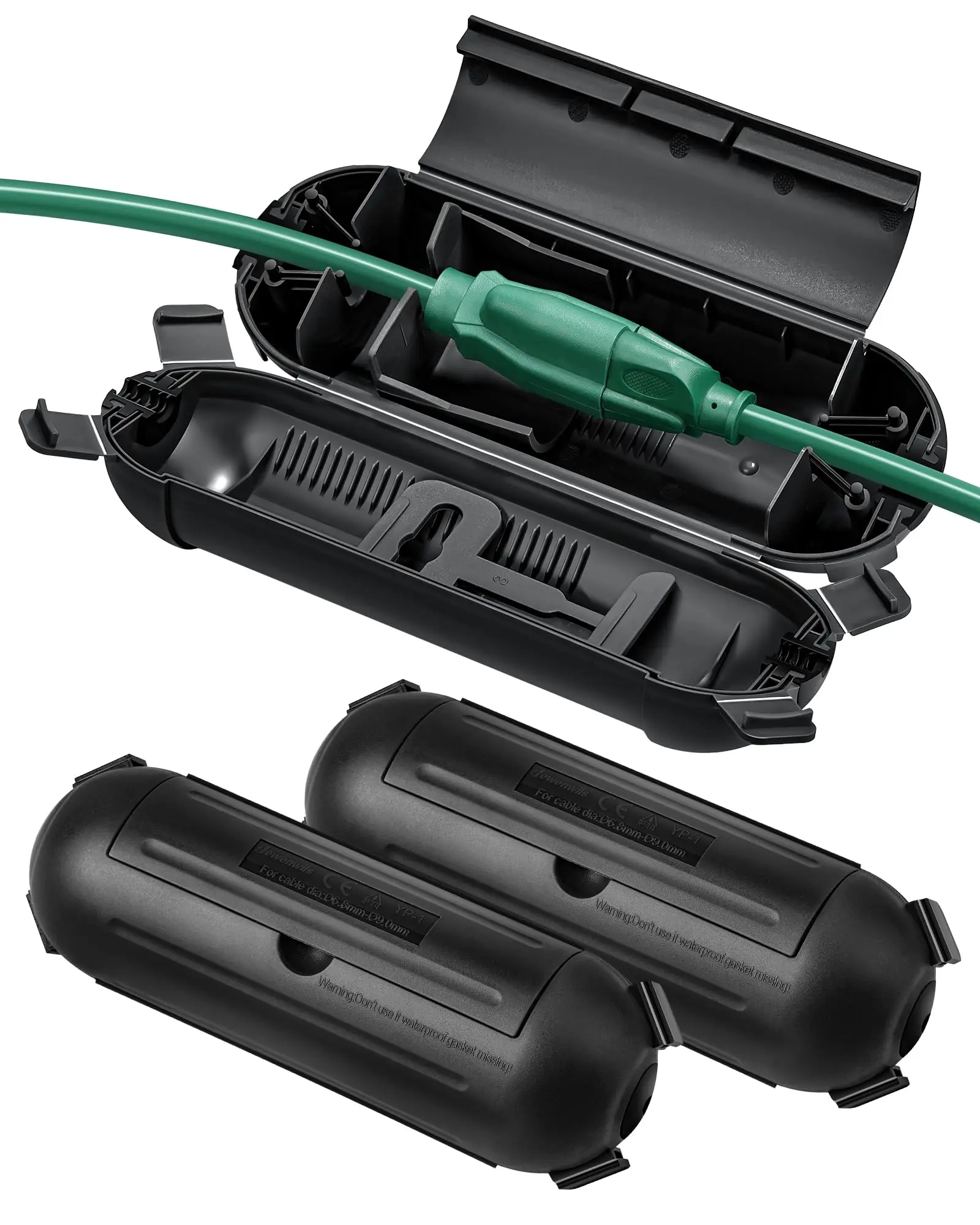 

2-Pack Extension Cord Safety Cover, Waterproof Plug Cover, IP44 Weatherproofed, 4 Latches Protect Christmas String Lights