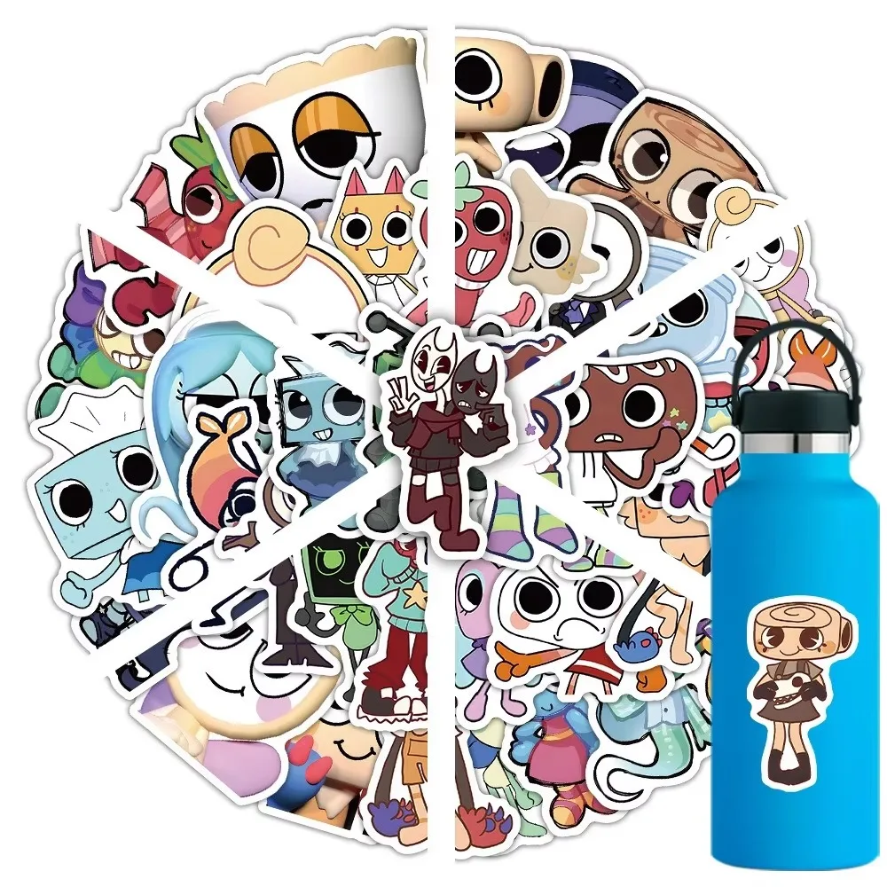 54 قطعة لعبة Dandy World الكتابة على الجدران ملصقات الرسوم المتحركة شخصية الديكور جراب هاتف الكمبيوتر المحمول خوذة لوح التزلج الدراجة