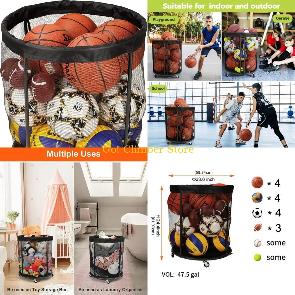 

Q84C Ball Horesh Hore Holder Holder Sports Equipment с колесами для хранения шариков для тренажерного зала для