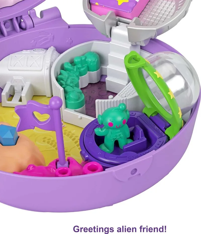 New Surprise Doll Polly Pocket Playset Travel Toy with 2 Micro Dolls Saturn Space Explorer Compact Holiday Gift for Girls