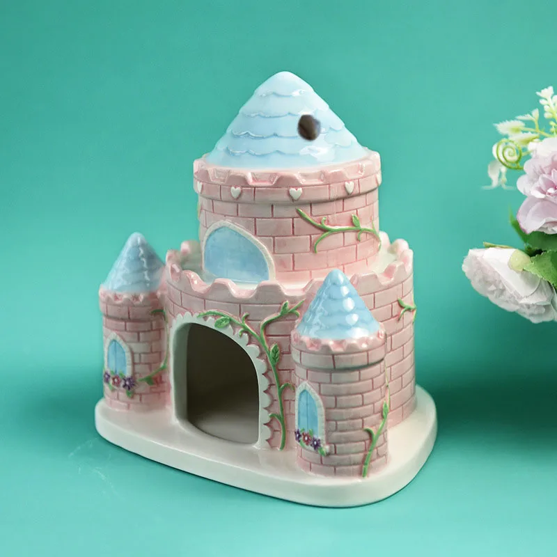 Ceramic Hamster Nest for Japanese Home Decoration, Cartoon Castle House, Ceramic Ornaments, Cute Color