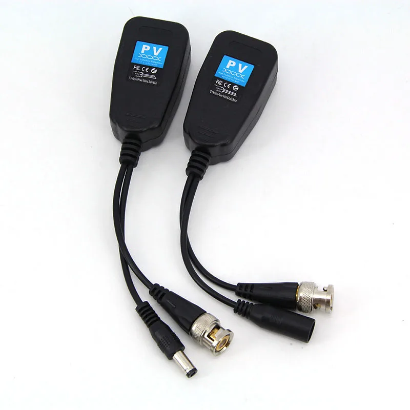 1pair 1080P 5MP 8MP 4K Passive RJ45 1CH Video Balun 2in1 BNC cable Power Supply cable Connector Twisted AHD/CVI/TVI CCTV Camera