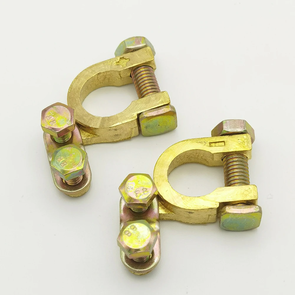 2 Pairs Pure Copper Battery Terminals for Cars Trucks SUVs and Boats with Marked Polarity Symbols and Heavy-Duty
