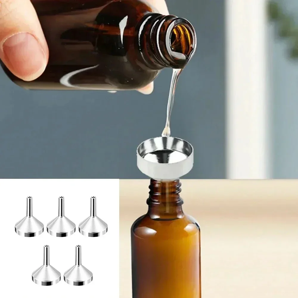 3/5PCS Mini Metal Funnels Filling Small Bottles Transferring Liquid Refill Perf…