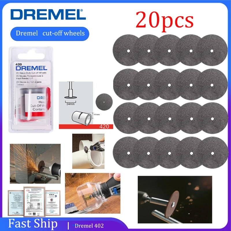 

20PCS Original Dremel Cut-off Wheels Alumina Abrasive 24mm Cutting Disc Metalworking Circular Saw Blade For Dremel Rotary Tool