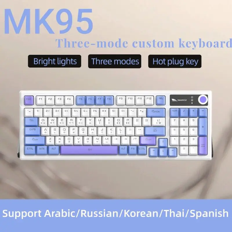 Russian Smailwolf MK95 Keyboard Wireless Tri-mode Spanish/Korean/Arabic/Thai Customized Multiple Languages Mechanical Keyboard