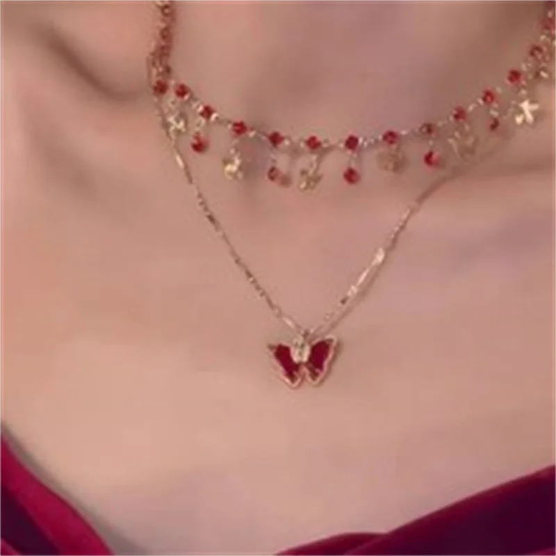 Punk Schwarz Zirkon Rose Anhänger Halsketten für Frauen Vintage Exquisite Doppel Layered Schlüsselbein Kette Ästhetik Y2k Schmuck Geschenke – Detail 14