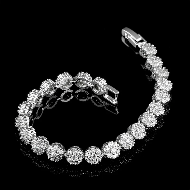 Luxury Wedding Shiny Bracelet & Bangles Zircon Hip Hop Jewelry Cut Round Square CZ Tennis Bangles for Woman Party Wholesale