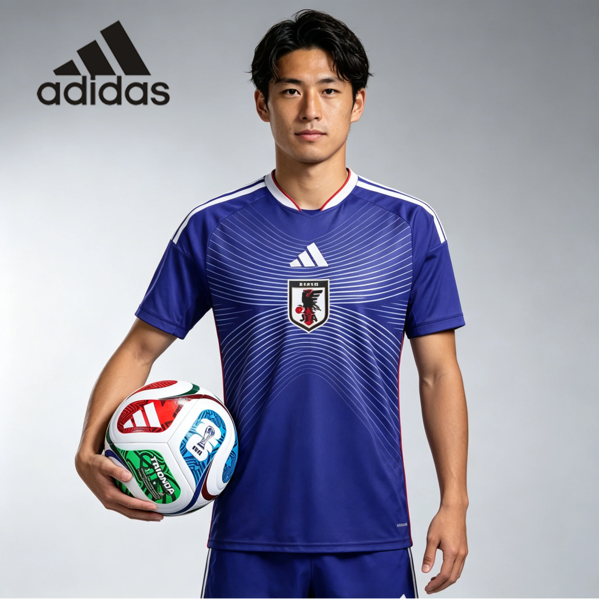 Camiseta de Aficionado de la Selección de Japón para la Copa Mundial FIFA 2026 de Adidas + Balón de Entrenamiento de Fútbol Trionda para la Copa Mundial FIFA 2026 KD3345+JD8032