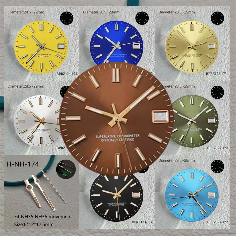 

date S LOGO green 28.5mm Dial Suitable For NH35 36 Japanese Automatic Movement NH36 Green Luminous 29mm s dial Watch Accessories