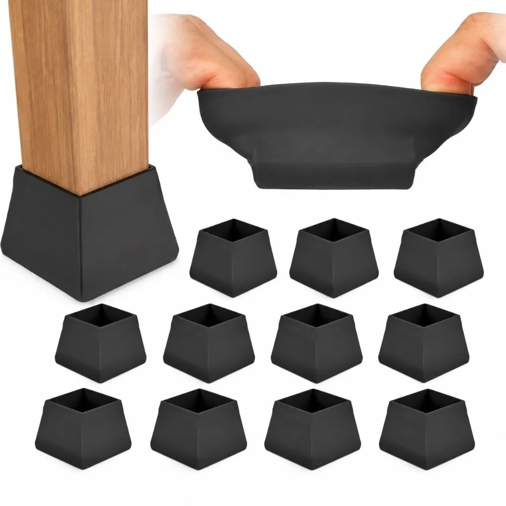12Pcs Large Chair Leg Protectors Silicone Scratch Protection Table Leg Protectors Non-Slip Dent Protection Furniture Pads Indoor