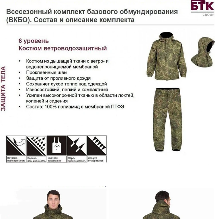 ロシア VKBO lv6 EMR 迷彩戦闘スーツメンズフード付き長袖防風防水狩猟