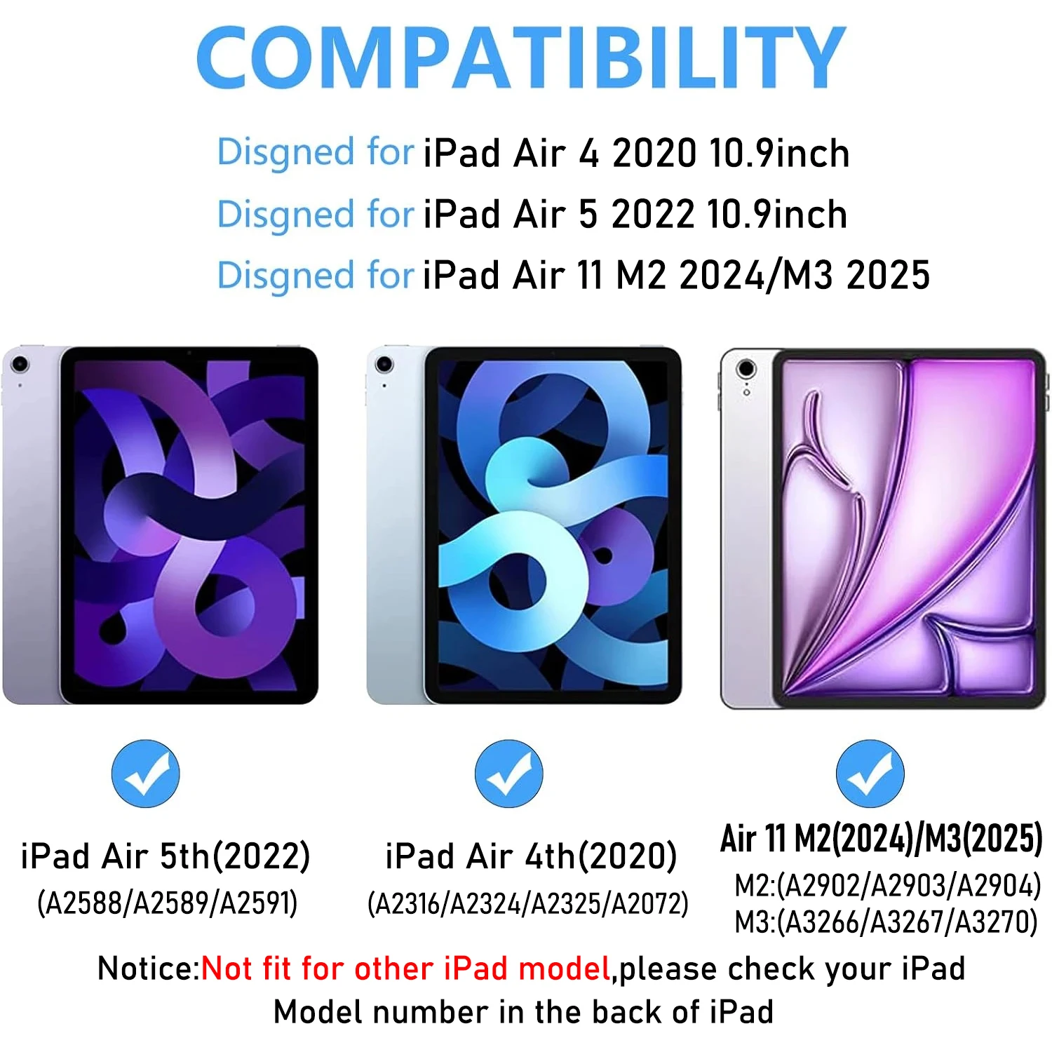 حافظة لوحة مفاتيح لجهاز iPad Air 11 2024 M2/2025 M3، غطاء فوليو مع حامل قلم رصاص لجهاز iPad Air 4 5 10.9 Air 6 11 بوصة A2902 A2903 A2904
