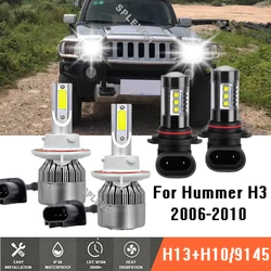 LED White Headlight High/Low Beam fog Lights 6000K Bulbs Kit 4Pcs For Hummer H3 2006-2010 2006 2007 2008 2009 2010