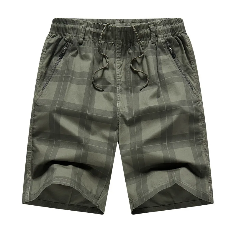 Men's Checkered Beach Pants Large Quarter Pants Minimalist Drawstring Breathable Shorts Foreign Trade American Fashion