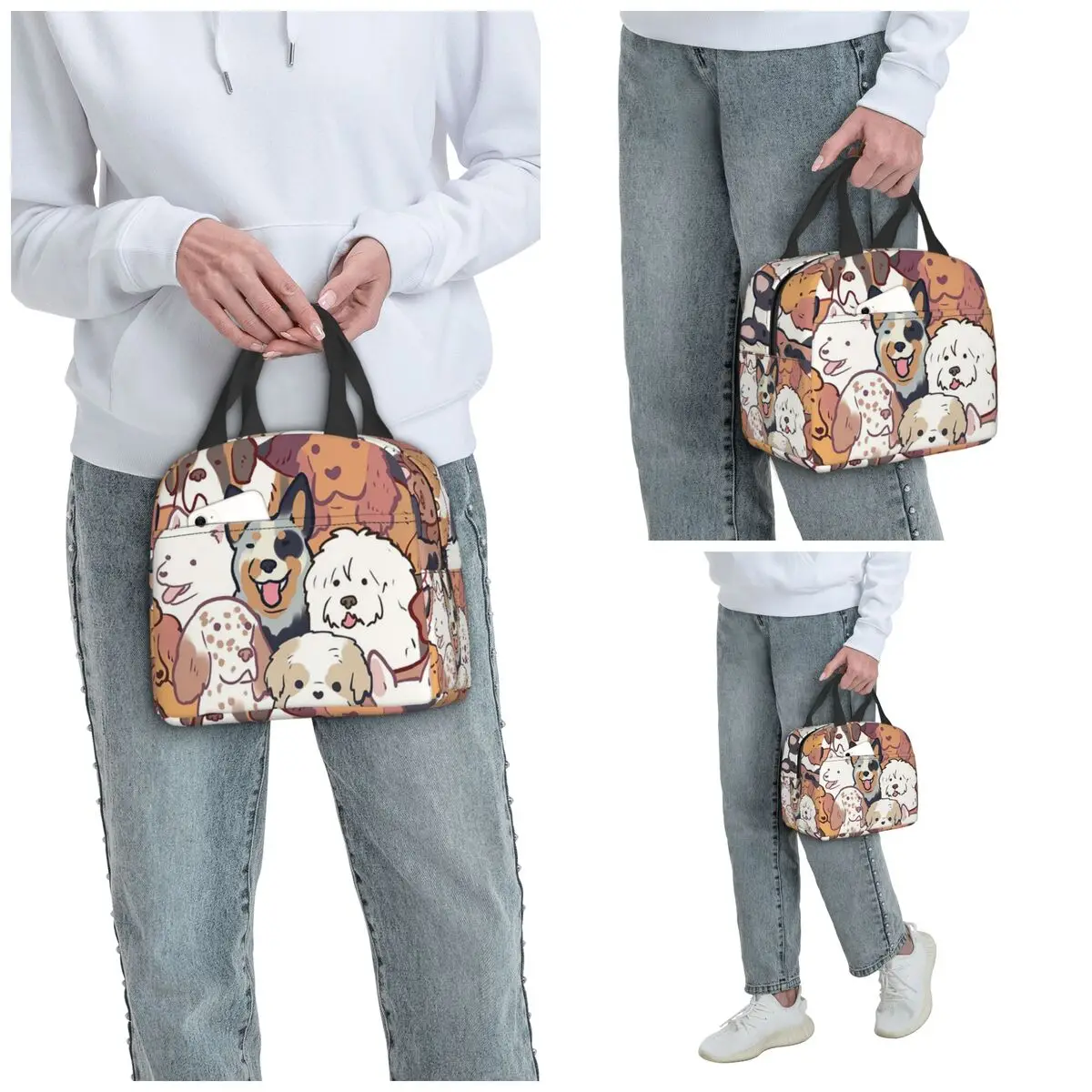 Cute Various Small Dog Animals Insulated Lunch Bag for Kids School Cooler Thermal Food Box Tote Portable Lunch Boxes Container