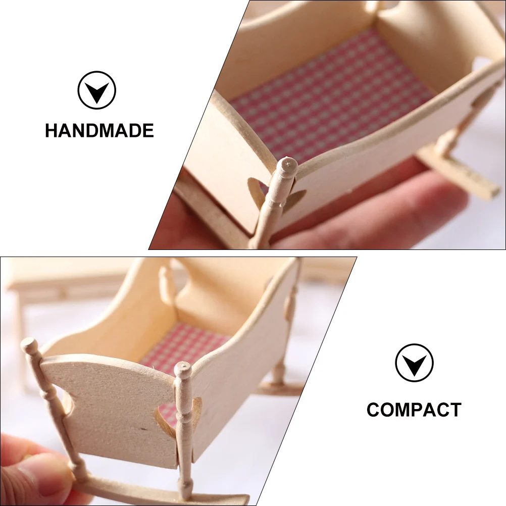 Huisdecoratie voor thuis Wieg Speelgoed Mini Houten Meubilair Speelgoed Doekmodel