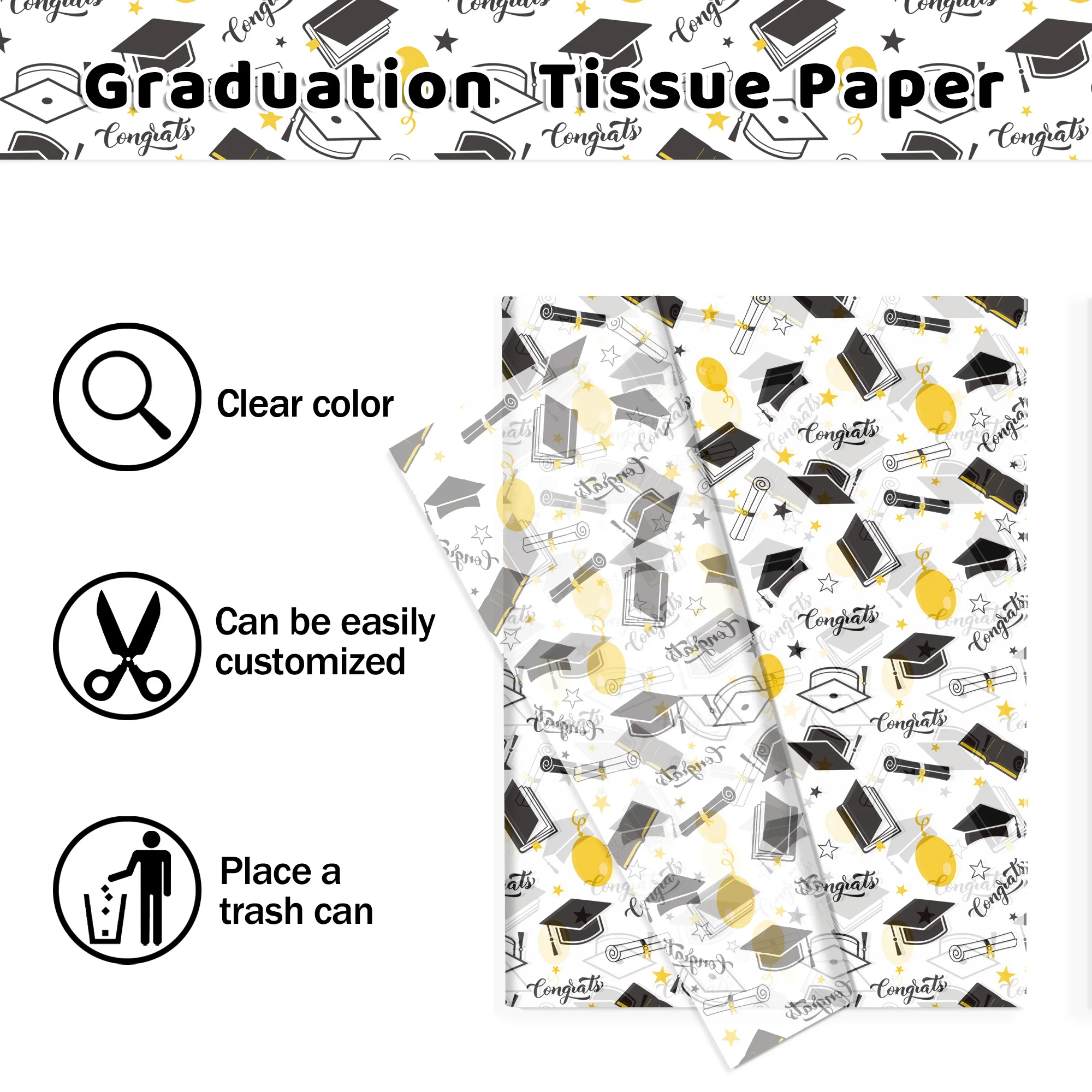 15/35pcs Graduation Gift Wrapping Paper, Gifts Box Decoration Paper, Gift Packaging Paper For School Graduation Party Supplies