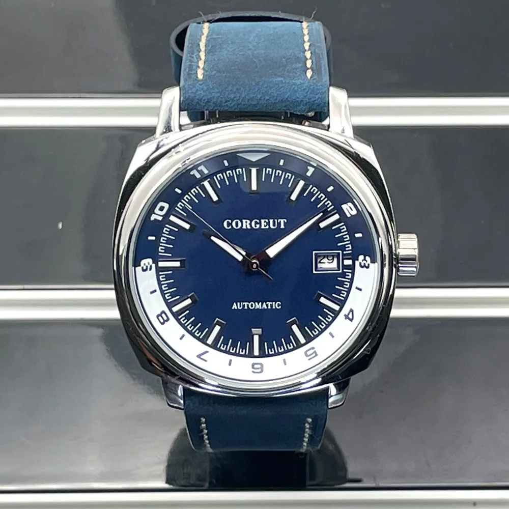 42mm CORGEUT Classic Square Blue Mechanical Watches for Men Japan NH35A Movement Sport Luxury Clock Pilot Men Wristwatch