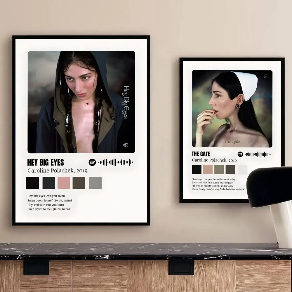 المغني C-caroline Polachek اللوحة الخط الجمالي القطن قماش جدار الفن لغرفة القهوة بار مقهى ديكورات منزلية #2