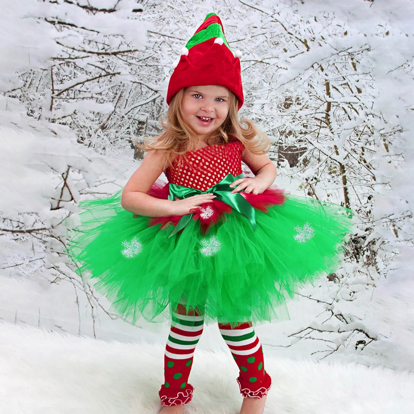 Christmas Tutu Dress For Kids Girls Party Princess Outfits With Garland For Baby Girl Xmas Cosplay Costume Kids Mesh Dresses