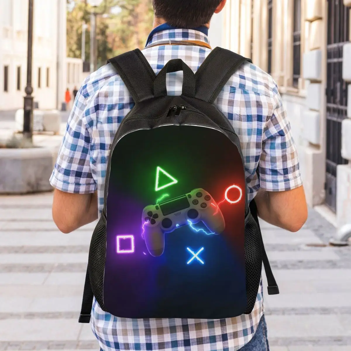 Customized Gamer Gaming Controller Button Backpacks Women Men Casual Bookbag for School College Video Game Lover Gift Bags