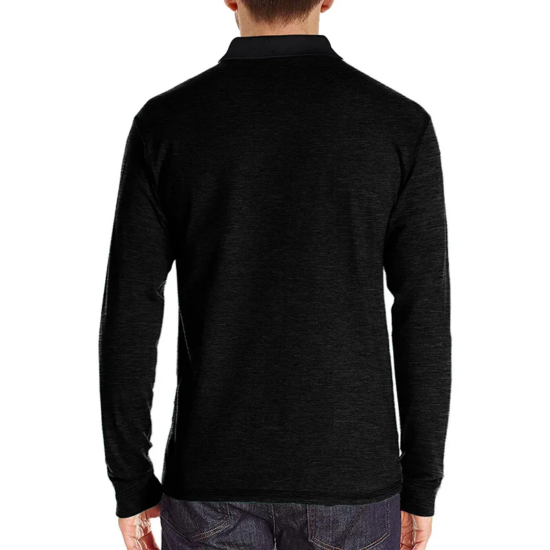Frühling Trend männer Langarm Casual T-shirt Solide Revers Button Up Pullover Tops Herbst Drehen Unten Kragen Bodenbildung Polo-Shirt – Detail 20