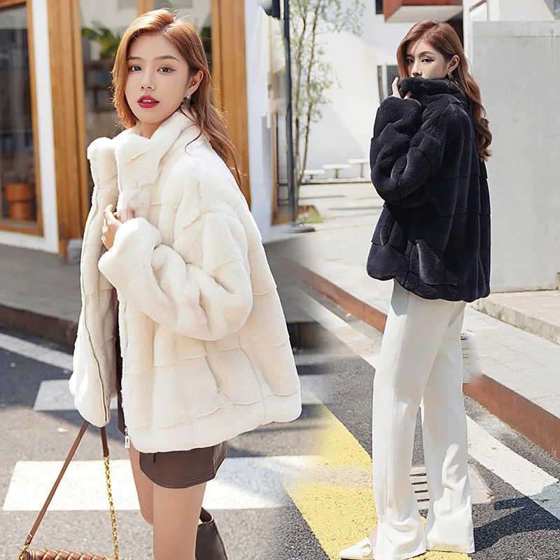 

Women's Short Zipper Faux Fur Coat Winter New Style