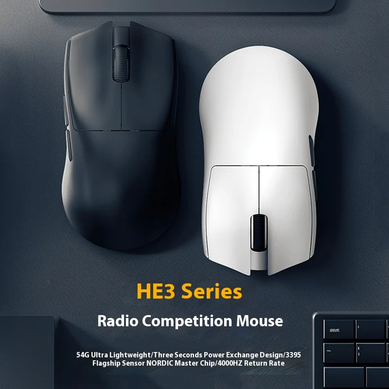 Irok HE3 ماوس لاسلكي بلوتوثPaw3395 ماوس ألعاب رياضي ثلاثي الوضع خفيف الوزن لألعاب الكمبيوتر مخصص بطارية قابلة للتبديل