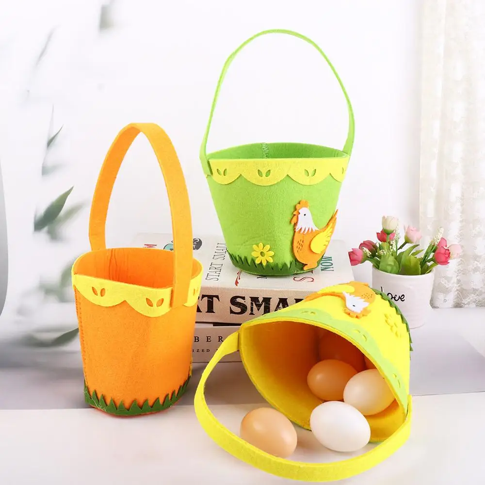 Huisdecoratie Met Handvat Wolvilt Zak Candy Ei Emmers Voor Kinderen Draagtas Cadeau Zakje Easter Egg Bag Snoepzak