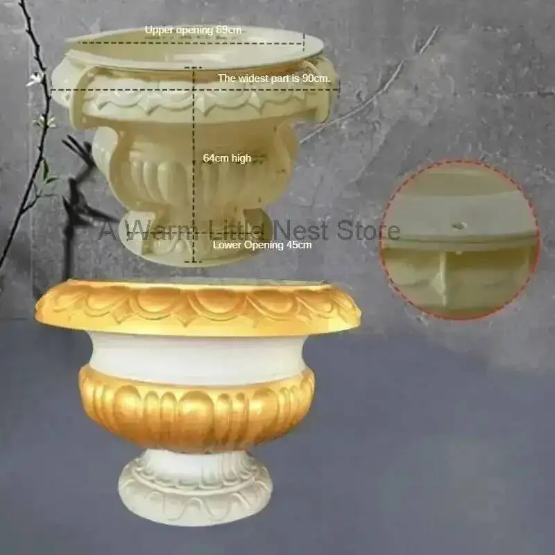Garden Thickened Mold for Home Buildings Garden Decoration ABS Plastic Flower Pot Molds Gardening Round Flowerpots Mould w