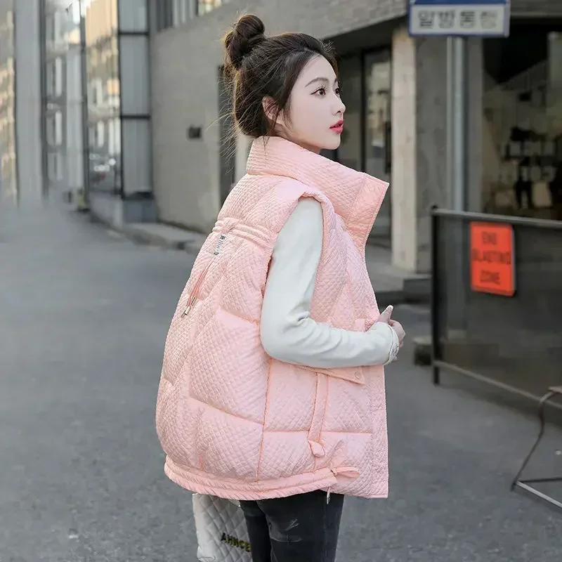 

Stand Collar Vest for Women Loose Classic Trend 2024 Clothes Fashion Padded Cotton Waistcoat Woman Working Pretty Cheap Warm