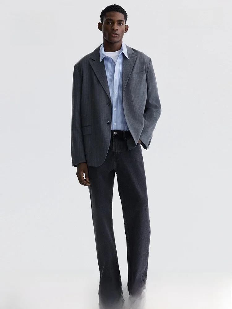 

H&M Men's Summer New Style Single Button Suit Top 1323552 Polyester Viscose Spandex Long Sleeve Regular Fit Daily Wear