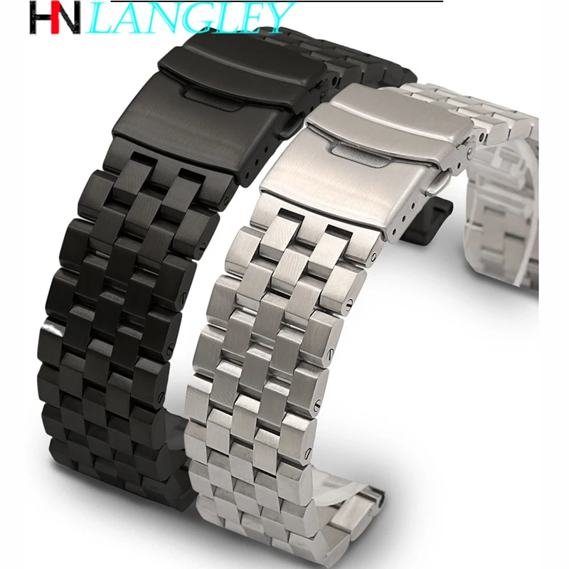 26mm 24mm 22mm 20mm 18mm Metal Watch Band Premium Solid Stainless Steel Watch Bracelet Straps Men Women Black/Silver WristBand