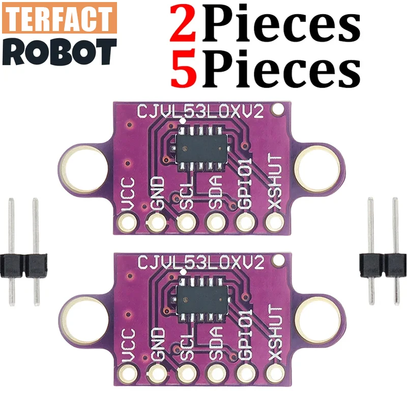 TERFACT 2pcs/5pcs VL53L0X Time-of-Flight (ToF) Laser Ranging Sensor Breakout 940nm CJVL53L0XV2 Laser Distance Module IIC