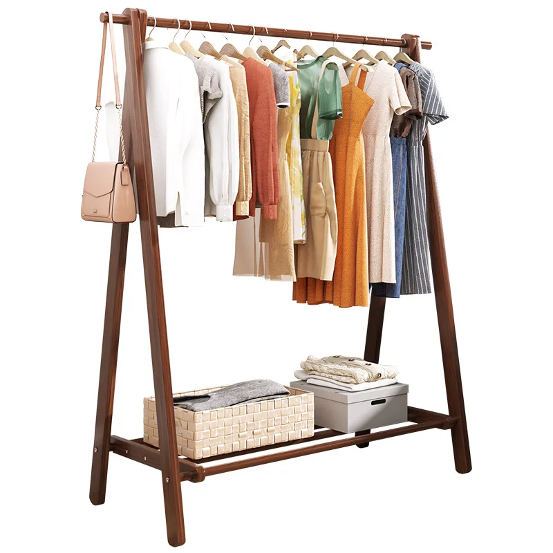 

Hot Sale Bedroom Wood Clothes Rack Shelf Garment Hanging Multiifunctional Bamboo Entry Simple Coat Rack