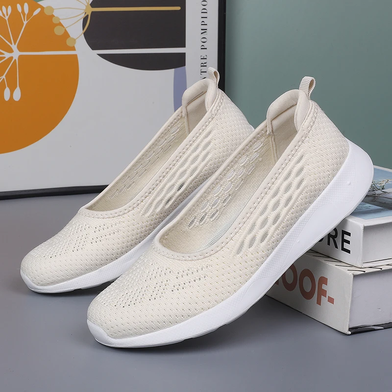 

HKDQ/женская повседневная обувь, летние дышащие туфли без шнуровки с сеткой для женщин, нескользящие лоферы на платформе, классические женские туфли на мелкой платформе