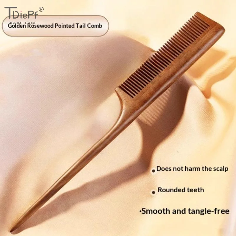 1PCS Natural Sandalwood Hair Comb 20cm Fine Tooth Thickened Sharp Tail Anti-static Hairdressing Comb For Styling And Grooming