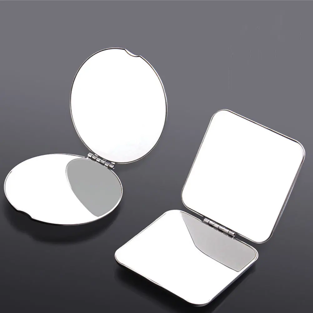 

1Pcs Mini Mirror Portable Makeup Mirror Stainless Steel Double-Sided Compact High Definition Gift for Women White